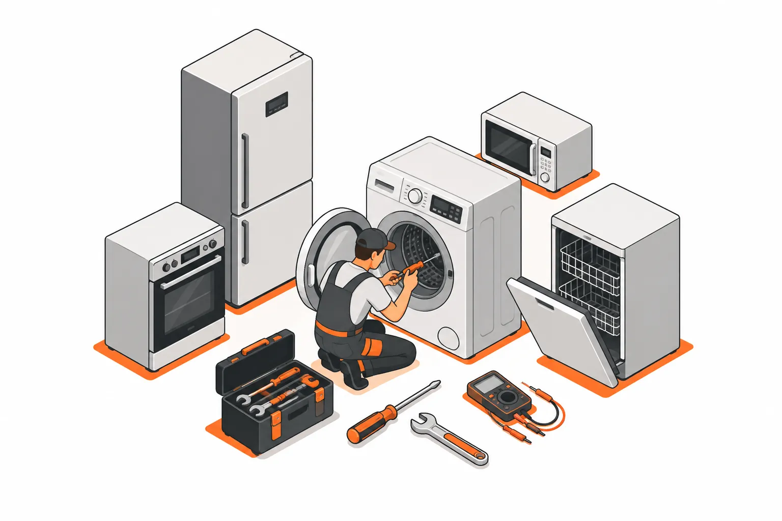 Técnico reparando electrodomésticos